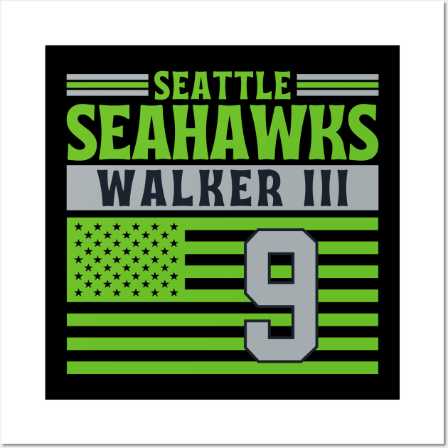 Seattle Seahawks Walker III 9 American Flag Football Wall Art by Astronaut.co